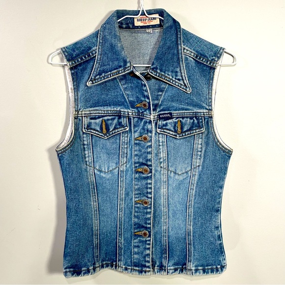 GUESS S Vintage Denim Vest - Picture 1 of 6